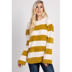 Yellow Chenille Striped Sweater