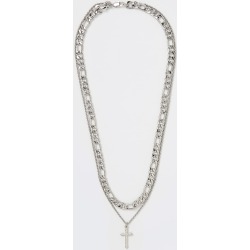River Island Mens Silver colour cross chain necklace