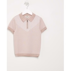 River Island Mini boys Pink blocked stripe polo shirt found on MODAPINS