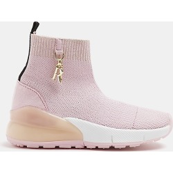 River Island Mini girls pink knit sock high top sneakers