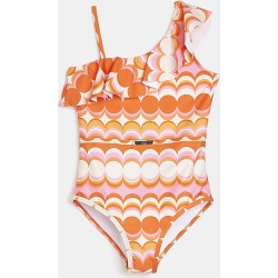 River Island Girls orange geometric asymmetric swimsuit