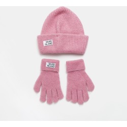 River Island Womens Pink beanie hat and gloves set found on MODAPINS