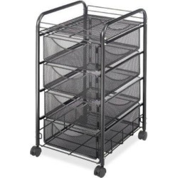 Safco Onyx Mesh Mobile File With Four Supply Drawers 15-3/4w x 17d x 27h Black