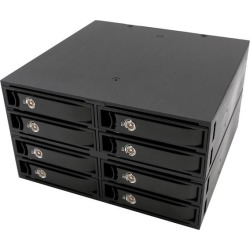 SYBA SY-MRA25052 Full Metal 8 Bay 2.5' SATA HDD & SDD Mobile Rack MiniSAS Interface for 5.25' Drive Bay