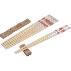 Bamboo Flower Pattern Chinese Style Wedding Gift Chopsticks 4 Pairs w Cushions