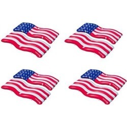 Swimline Inflatable American Flag Swimming Pool Lake Connect Mat Float (4 Pack)