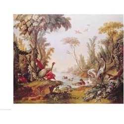 Posterazzi BALXIR162612LARGE Lake with Geese Storks Parrots & Herons From The Salon...