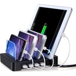 4 Ports USB Hub Universal Multi Device Charging Station Fast Charger Docking 24W for iPhone iPad Samsung Galaxy LG Tablet PC