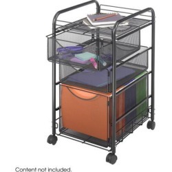 Safco Onyx Mesh Mobile File With Two Supply Drawers 15-1/4w x 17d x 27h Black