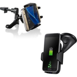axGear Qi Wireless Charger Car Air Vent Mount Windshield Glass Holder Stand Cordless Adapter Combo For Phone