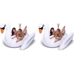 GoFloats Giant Inflatable Voyage Swan Pool Lake Water Float Raft, White (2...