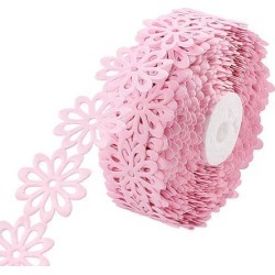 Wedding Gift Decor Polyester Flower Print Satin Ribbon Roll Pink 20 Yards...