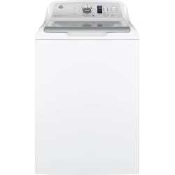 GE - 4.5 Cu. Ft. 14-Cycle Top-Loading Washer - White on white/silver