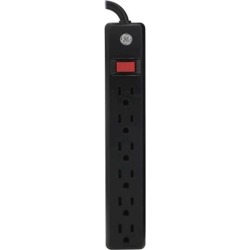 GE - 6-Outlet Power Strip - Black