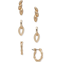 Chaps Gold-Tone Stud and Hoop Leaf Trio Earrings found on Bargain Bro from Boscovs.com for USD $13.68