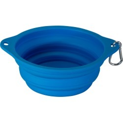 Fold Away Dog Bowl With Karabiner - 800ml - Blue