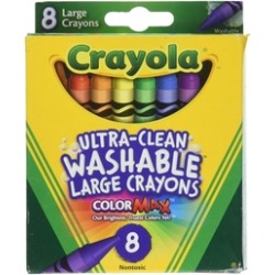 Crayola Washable Crayons, Large, 8 Colors - 2 Packs