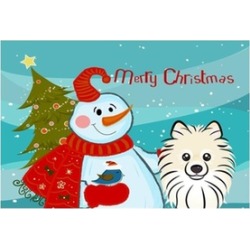 Carolines Treasures BB1827PLMT Snowman With Pomeranian Fabric Placemat
