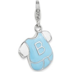 Sterling Silver W/ Rhodium-plated Enameled Shirt w/Lobster Clasp Charm