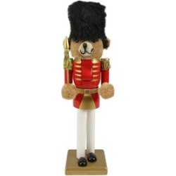 14.25" Red and Gold Wooden Christmas Nutcracker Bear Soldier