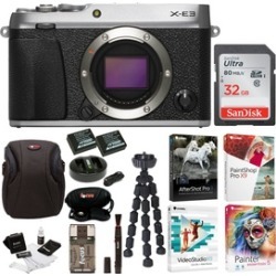 Fujifilm X-E3 Mirrorless Camera (Silver) with 32GB Card and Accessories Bundle