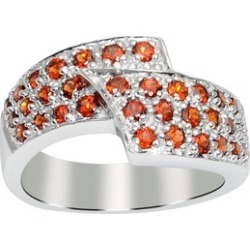 Orchid Jewelry 925 Sterling Silver 1 4/5 Carat Garnet Pave Ring