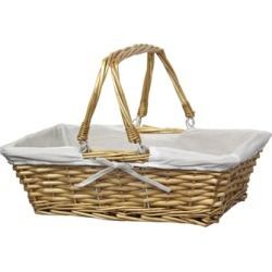 Rectangular Willow Basket with White Fabric Lining
