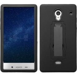 Insten Hybrid Rubberized Case w stand For Sharp Aquos CrystalBlack