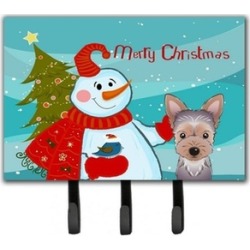 Carolines Treasures BB1852TH68 Snowman With Yorkie Puppy Leash & Key Holder