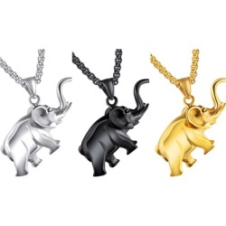 Men's Jewelry Stainless Steel Large Elephant Pendant Necklace