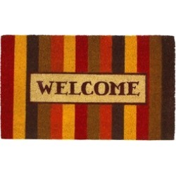 Fall Colors Bold Striped Welcome Entry Door Mat Indoor Outdoor