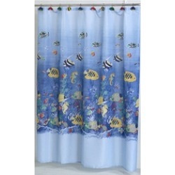 Carnation Home Fashions Tropical Sea Fabric Shower Curtain