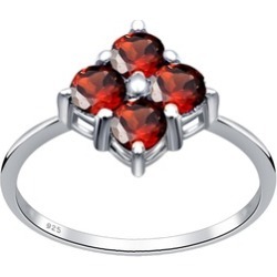 925 Sterling Silver CTW 1.2 Garnet Gemstone Four Stone Ring by Orchid Jewelry