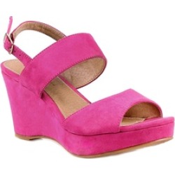 Pink Vegan Suede Women's Wedge Open Toe Sandals Summer Shoes