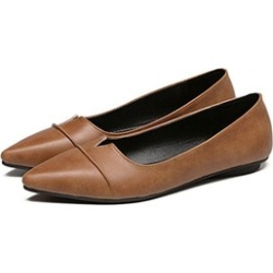QZUnique Women's Classic Pointy Toe Shoes Ballet PU Leather Low Flats