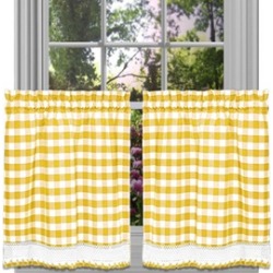 Buffalo Check Window Curtain Tier Pair - 58x36 - Yellow