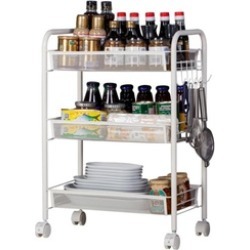 3-Tier Metal Rolling Utility Cart-Heavy Duty Mobile Storage Organizer