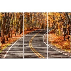 Split Canvas Art Set 12"x24" 3 Pieces Autumn Road
