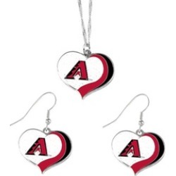 Sports Team Logo MLB Glitter Heart Necklace and Earring Set Charm Gift