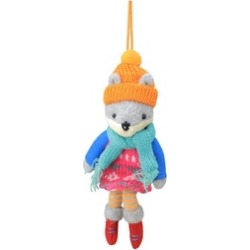 7" Plush Wolf Girl with Dangling Legs Christmas Ornament