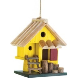 Rustic Ladder Yellow Tree Teardrop Glass Unique Wooden Fort Birdhouse