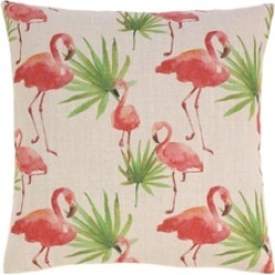Tropical Flock of Pink Flamingo Print Decorative Throw Toss Pillow