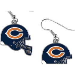 Sports Team Logo NFL Helmet Shaped J-Hook Silver Tone Earring Set Charm Gift