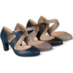 Journee Collection Womens Comfort Sole Cross Strap Pumps
