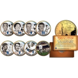 Yankees Legends 24K Gold Plated NY State Quarters 7-Coin Set w/ Bonus Babe Ruth