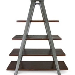 Estella Metal and Wood Ladder Display - Espresso - Benzara