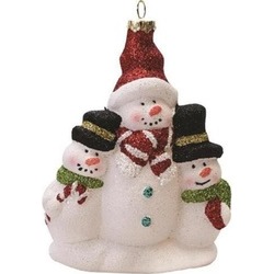 4.5" Merry & Bright Glitter Shatterproof Snowman Family Christmas Ornament
