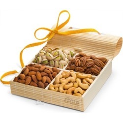 Holiday Gift Tray, 4 Sectional Nuts Gift Box with Stunning Presentatio