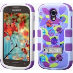 Insten Ladybugs Hybrid Rubberized Case w/stand For Galaxy LightSilver