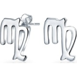 .925 Silver Virgo Zodiac Sign Stud Earrings
